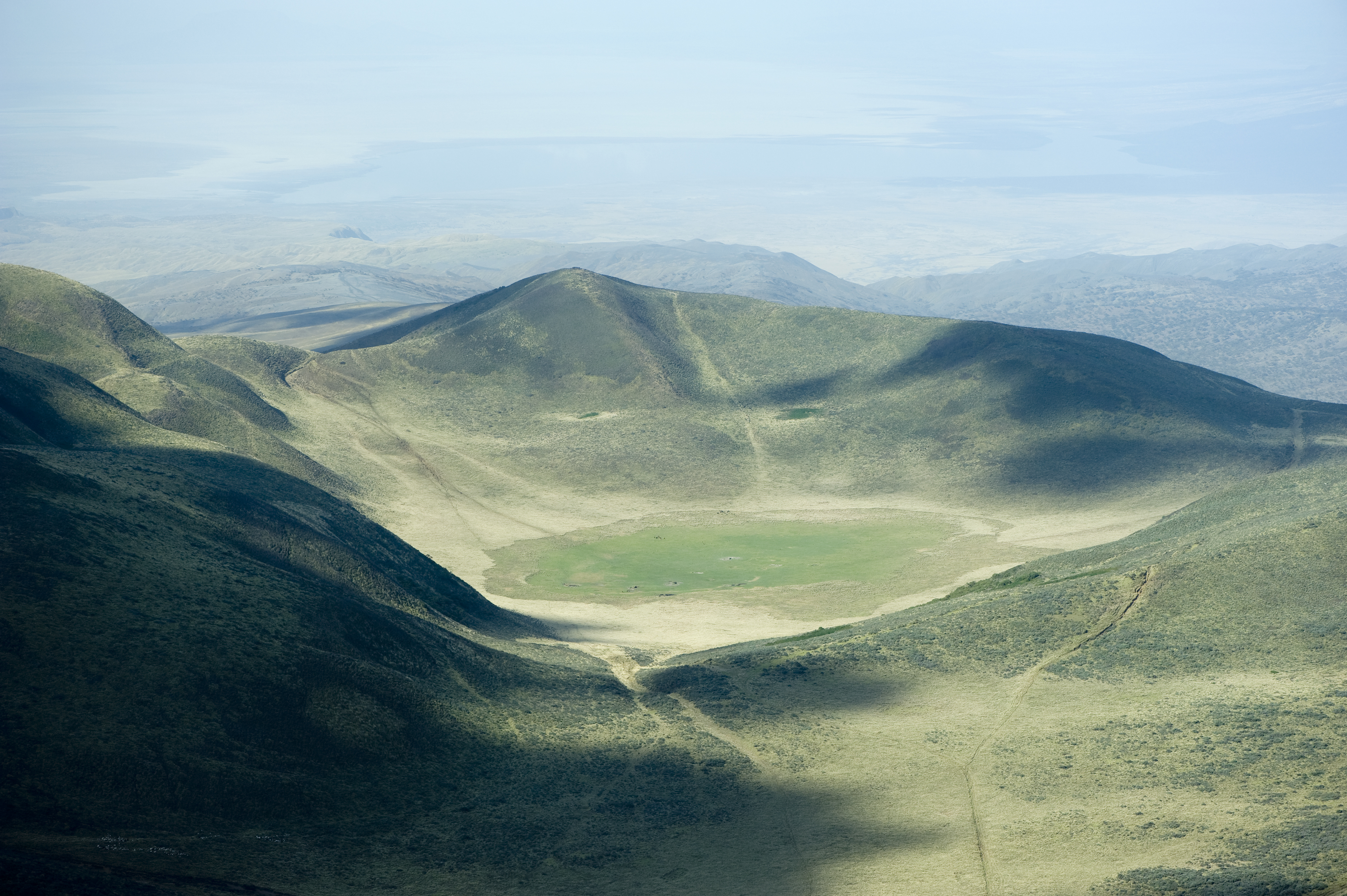 Aerial view of Ngorongoro Crater in Tanzania, one of the world's most spectacular safari destinations
