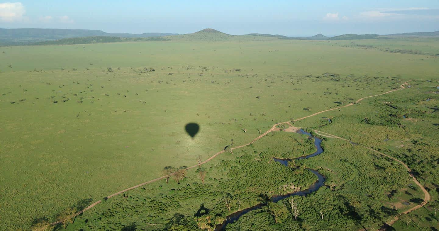Charter flight aerial view Serengeti
